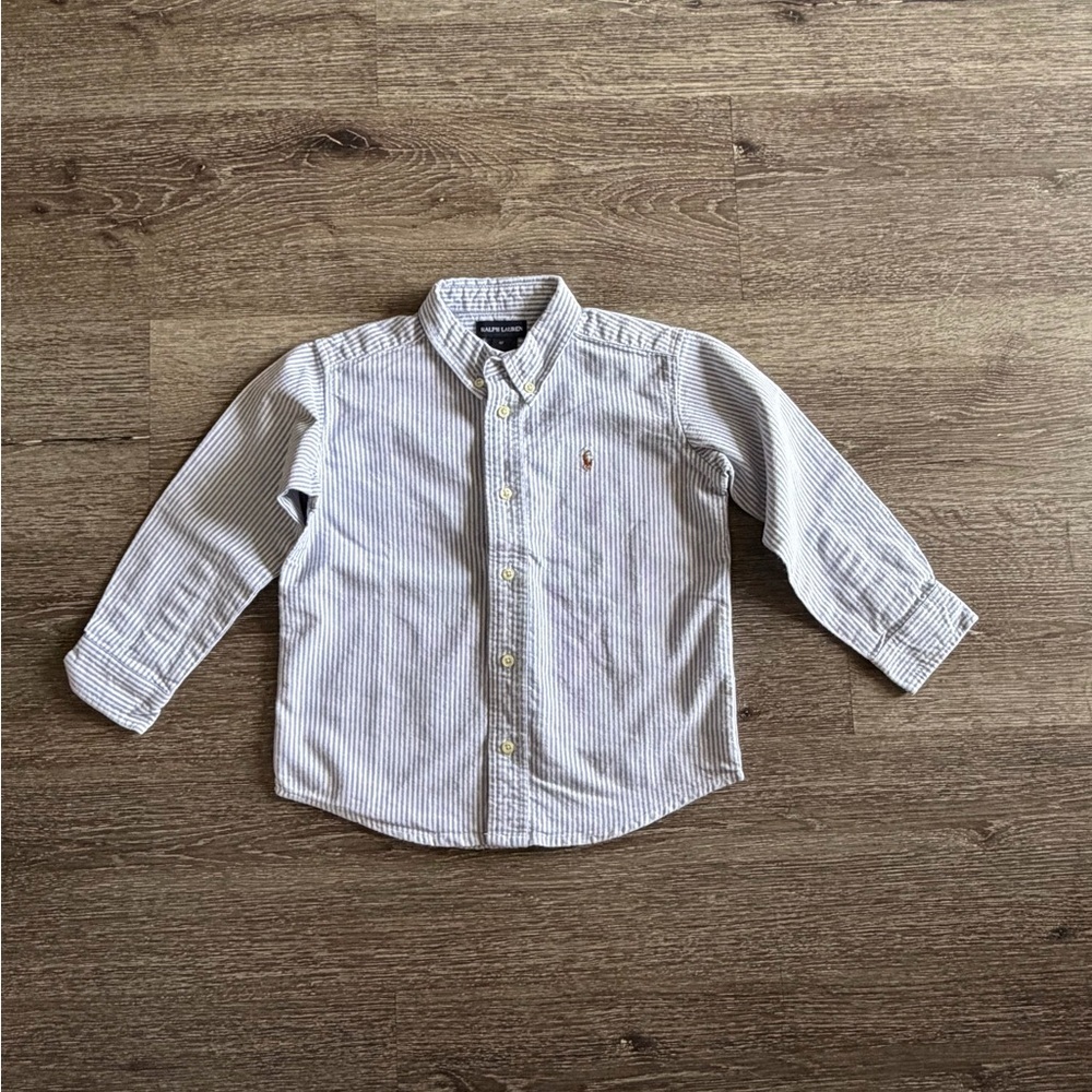 Polo by Ralph Lauren Kids Striped Button Down Shirt - White and Blue